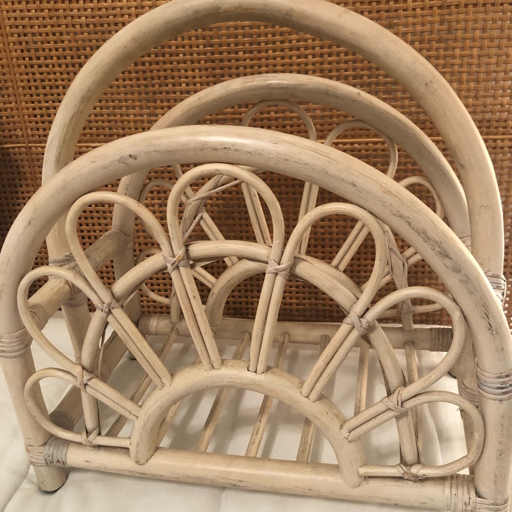 Vintage Rattan Magazine Holder